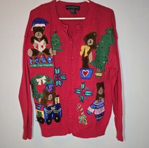 Work In Progress Gladys Bagley Teddy Bear Ugly Christmas Sweater Size 1X